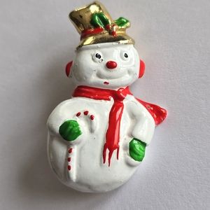 Vintage Snowman brooch Frosty Christmas Holiday pin jewelry